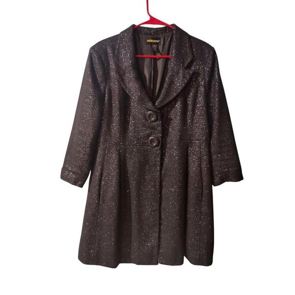 metrostyle Jackets & Blazers - Metro Style Wool Blend Navy Peacoat Glittery Size 16 3/4 Sleeve
